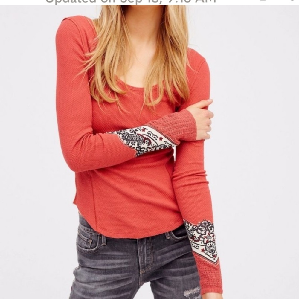 Free People We The Free Thermal Bandana Sleeve Top